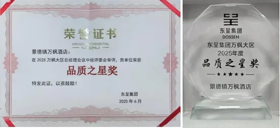 景德鎮(zhèn)萬楓酒店榮獲東呈集團(tuán)萬楓大區(qū)2025年